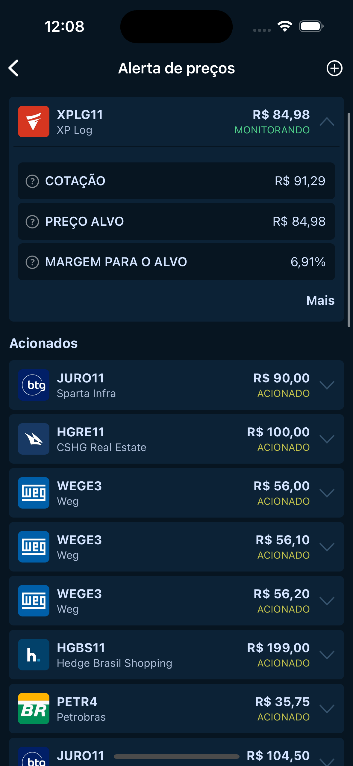Alerta de Preço Alvo
